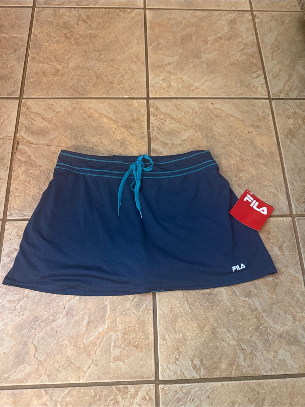 Fila Navy Mini Skort with Teal Drawstring